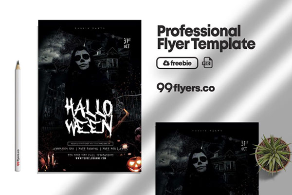 Creepy Dark Halloween Event Flyer Template FREE PSD