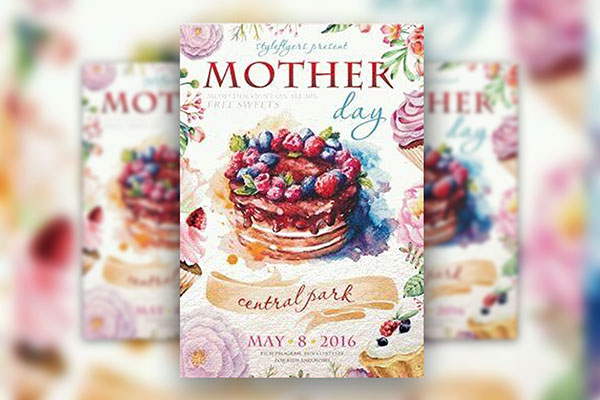 Cute and Water Color Mother Day Flyer Template FREE PSD