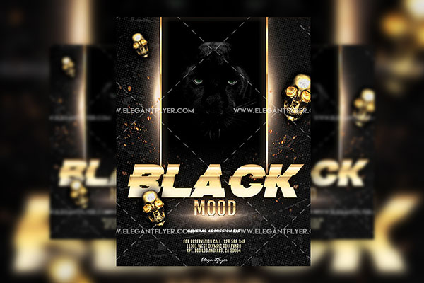 Dark Elegant Black Mood Party Flyer and Facebook Cover Template FREE PSD