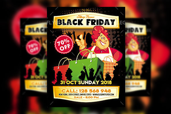 Dark Illustrative Black Friday Event Flyer and Facebook Cover Template FREE PSD