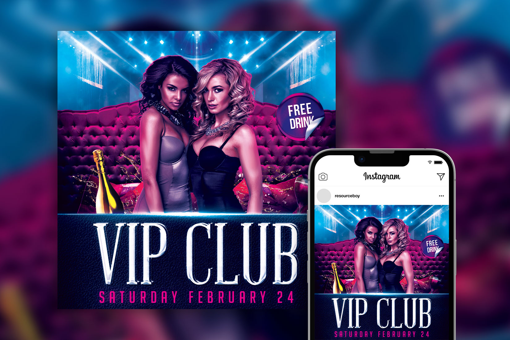Deluxe Unique Saturday Night Party Instagram Post Template