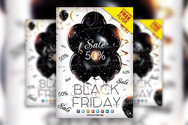 Elegant Balloon Black Friday Event Flyer Template FREE PSD