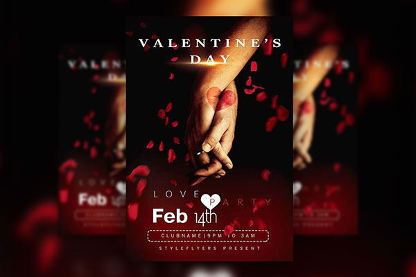 Elegant Love Party Valentine's Day Flyer Template FREE PSD