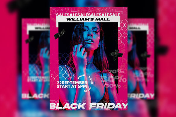Fashionable Black Friday Flyer Template FREE PSD