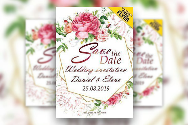 Floral Elegant Wedding Invitation Flyer Template (FREE) - Resource Boy
