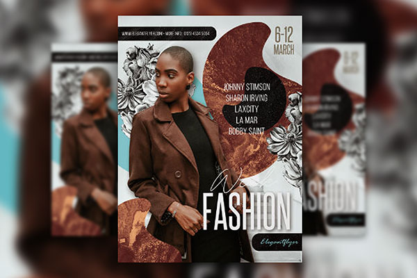 Floral, Modern Fashion Week Flyer Template FREE PSD