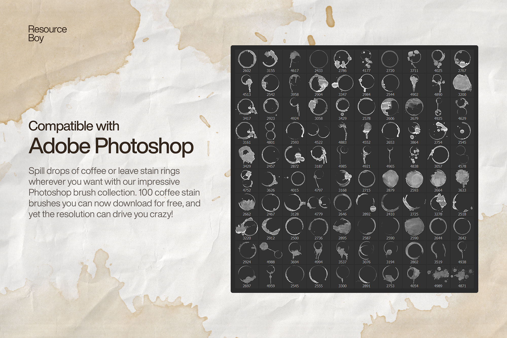 100 Free Coffee Stain Photoshop Brushes [High Resolution] - Resource Boy