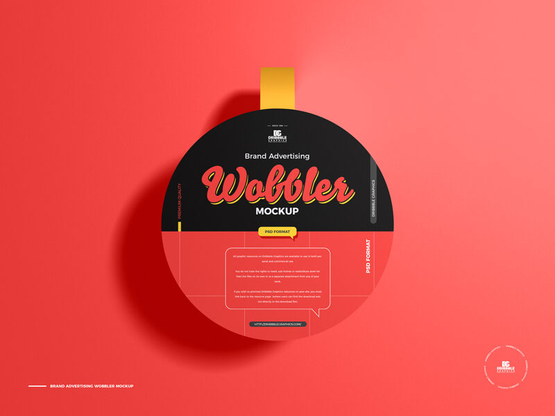 Front View Minimal Advertising Wobbler Mockup with Shadow FREE PSD