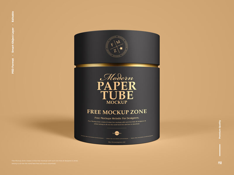 Front View Modern Paper Tube Mockup FREE PSD