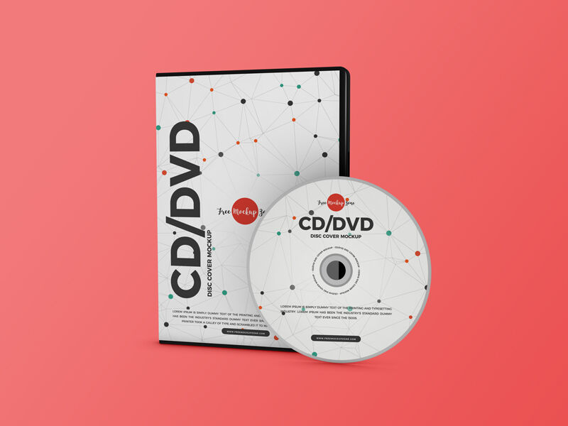 Front View of a CD/DVD Disc and Case Cover Mockup FREE PSD