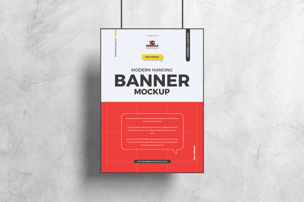 Front View of a Hanging Banner Mockup FREE PSD