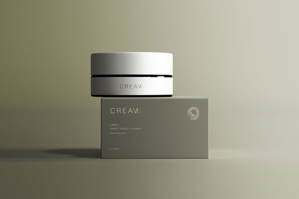 Front View Round Cream Jar with Box Mockup FREE PSD