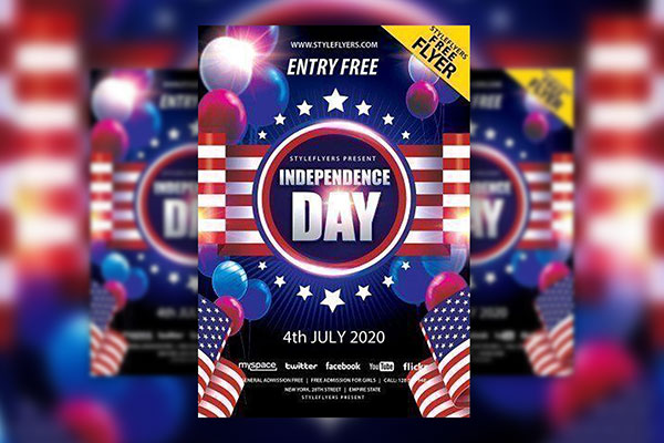 Fun Creative Independence Day Party Flyer Template Free Download ...