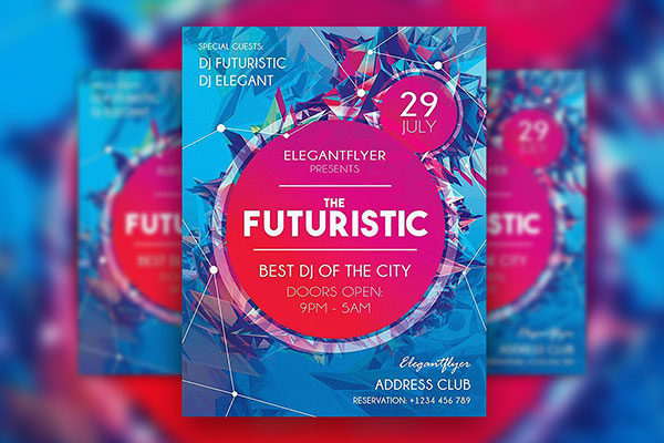 Futuristic Circle Party Flyer Template and Facebook Cover FREE PSD