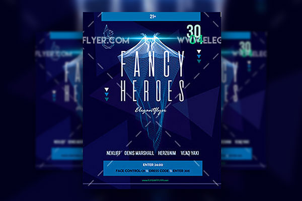 Geometric, Futuristic Night Party Flyer Along with Facebook Cover Templates FREE PSD