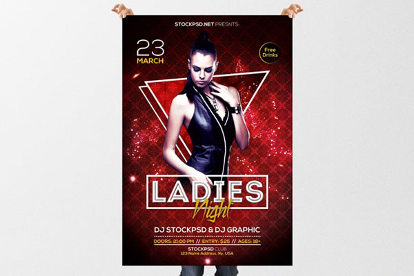 Geometric, Glitter Party Flyer Template FREE PSD