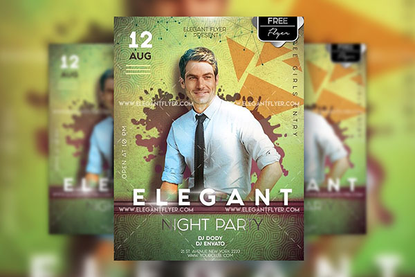 Geometric Nightclub Party Flyer Template and Facebook Cover FREE PSD