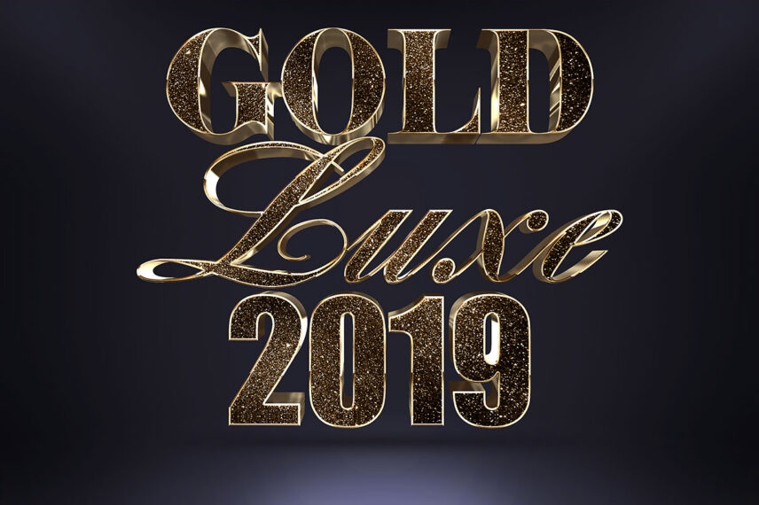Glitter Gold 3-D Text Effect FREE PSD