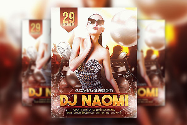 Glitzy, Modern DJ Music Event Flyer Along with Facebook Cover Templates FREE PSD