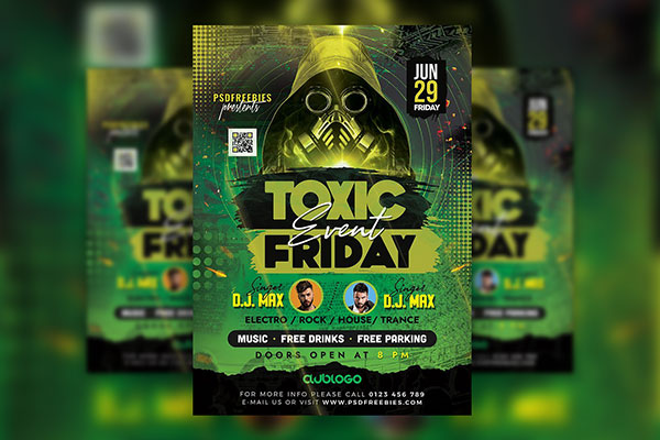 Green Futuristic Music Event Flyer Template FREE PSD