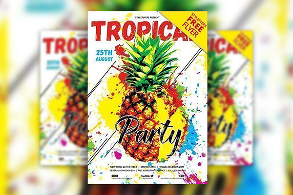 Illustrated Colorful Tropical Party Flyer Template FREE PSD
