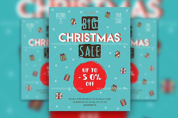 Illustrated Dots Christmas Sale Flyer Template and Facebook Cover FREE PSD
