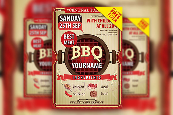Illustrated, Vintage BBQ House Flyers Along with Facebook Cover Templates FREE PSD