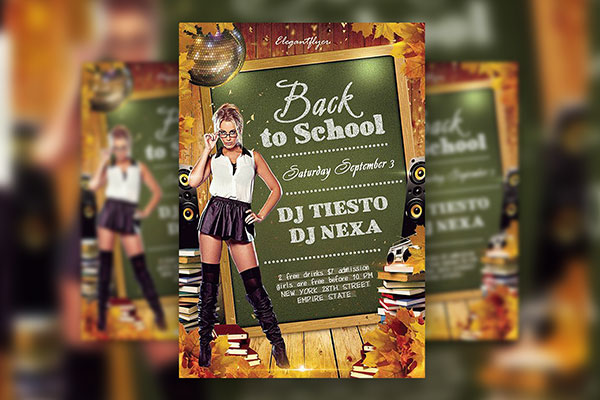 Leafy Border Back To School Flyer Template FREE PSD