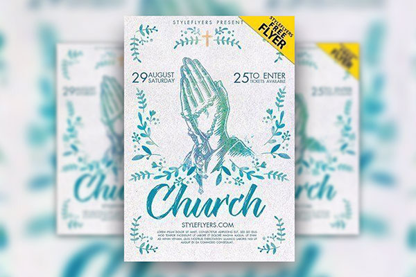 Leafy Minimalistic Church Flyer Template FREE PSD