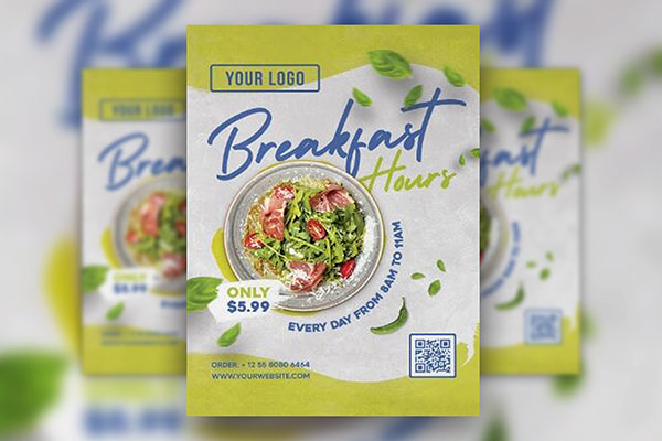 Light Green, Silver, Modern Food Flyer Template FREE PSD