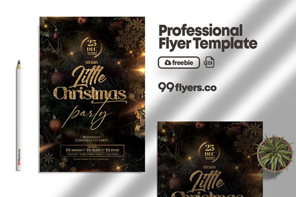 Luxury Glitter Christmas Event Flyer Template FREE PSD