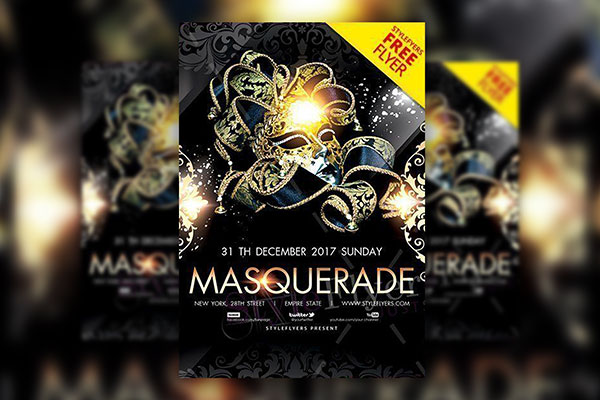 Luxury Sparkle Masquerade Celebration Flyer Template FREE PSD