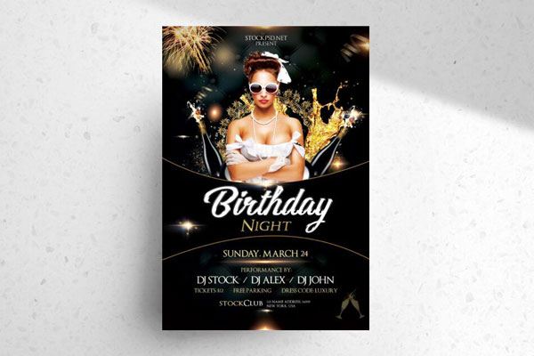 Luxury Sparkly Birthday Flyer Template FREE PSD