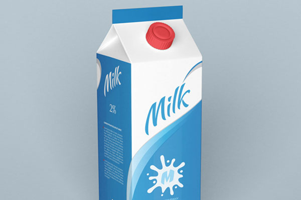 Milk Carton Standing in the Half-side View Mockup FREE PSD