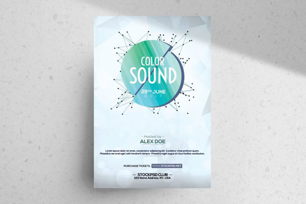 Minimal Geometric Music Party Flyer Template FREE PSD