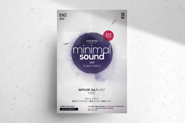 Minimalistic Circle Music Event Flyer Template FREE PSD