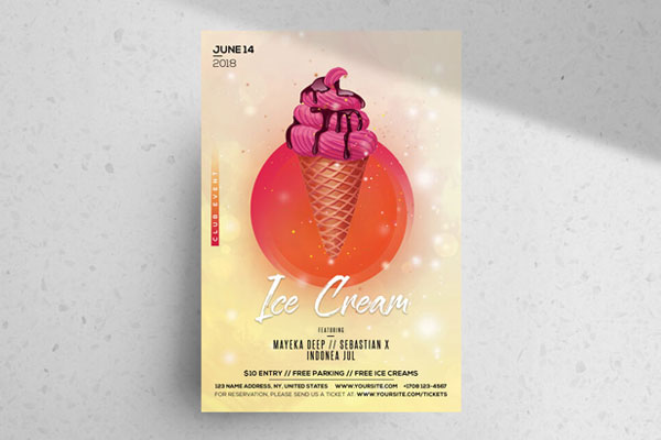 Minimalistic Sparkly Summer Party Flyer Template FREE PSD