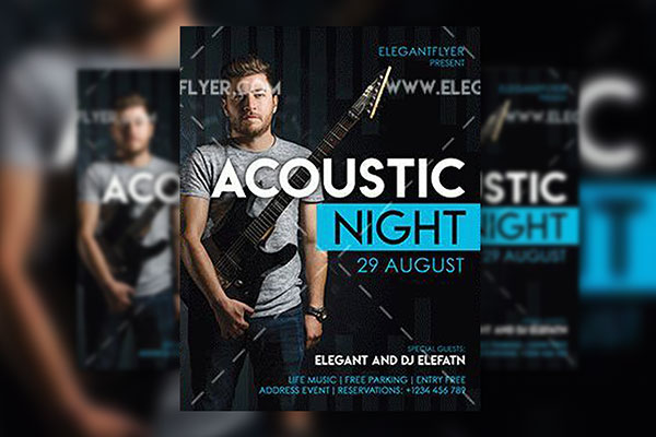 Modern Acoustic Night Flyer Template and Facebook Cover FREE PSD