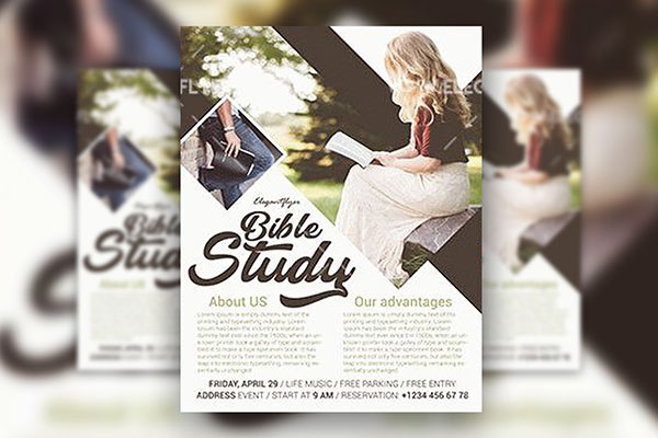 Modern Bible Study Flyer and Facebook Cover Template FREE PSD