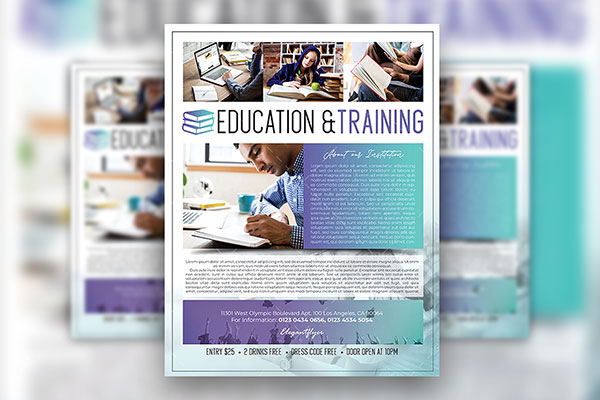 Modern Clean Educational Flyer and Facebook Cover Template FREE PSD