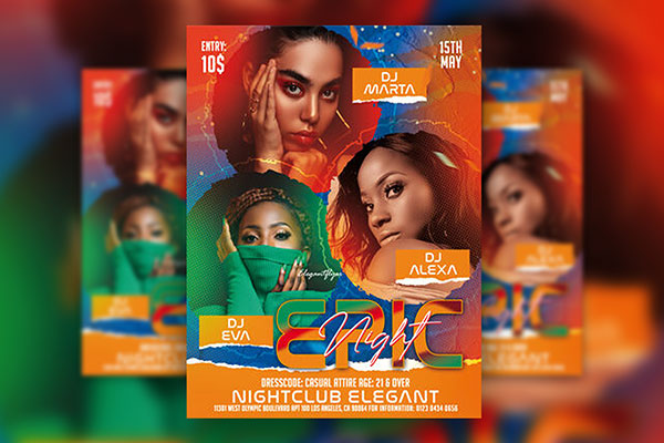 Modern Club Party Flyer Template FREE PSD