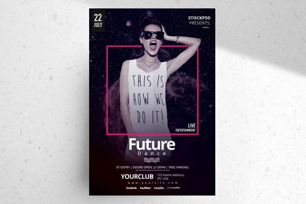 Club and Party Flyer Template Featuring Diamonds and Chandeliers (FREE ...