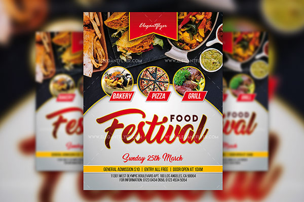 Modern, Geometric Food Festival Flyer, Facebook Cover, Instagram Banner Templates FREE PSD