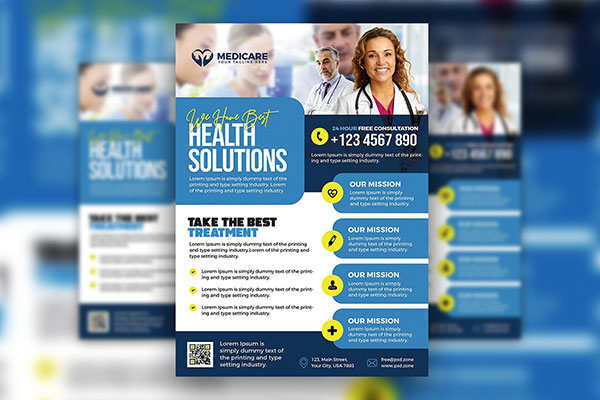 Modern Medical, Health Services Flyer Template FREE PSD