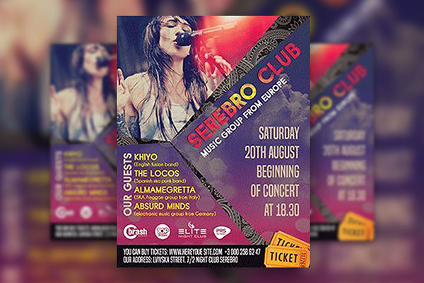 Modern Photo Music Party Flyer and Facebook Cover Template FREE PSD