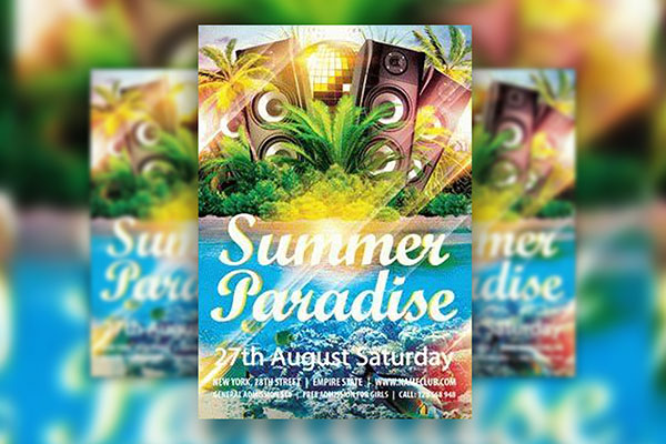 Modern Sparkly Summer Party Flyer Template FREE PSD