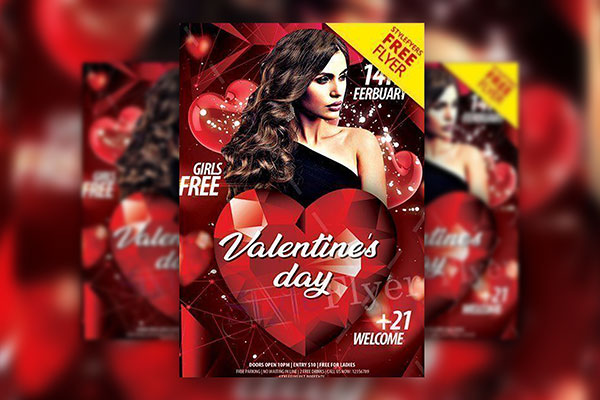 Modern Sparkly Valentine's Day Flyer Template FREE PSD