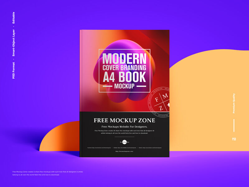 Modern Standing Book Cover Mockup FREE PSD