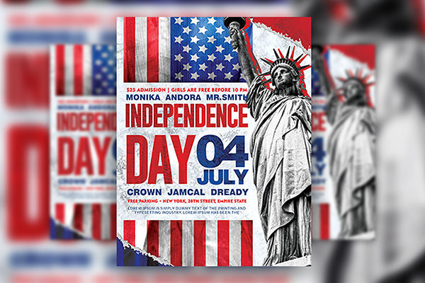 Modern Statue of Liberty 4th of July Flyer Template FREE PSD
