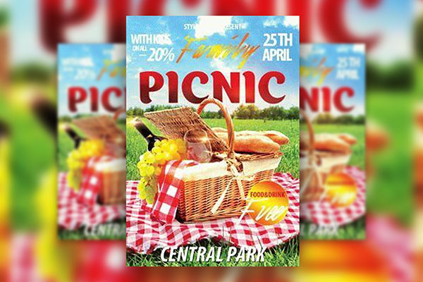 Modern Summer Family Picnic Flyer Template FREE PSD